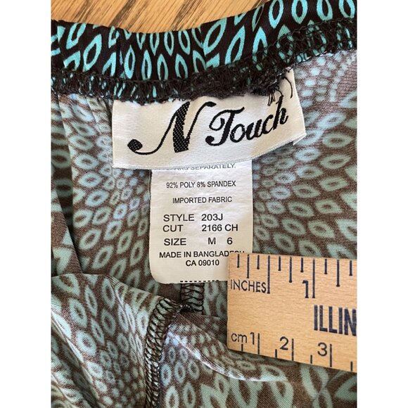 VTG Y2K N-Touch Midi Skirt Set Womens M Teal/Brown Print - Picture 6 of 10